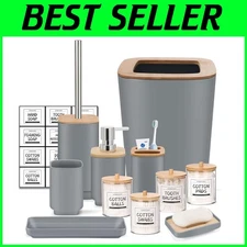 Grey Bathroom Accessories Set - 11 Piece