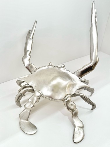 Cyan Design Large Blue Crab Sculpture Figurine Silver Leaf Coastal Home Decor 9” - Picture 3 of 7
