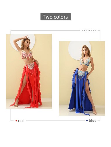 Women Sexy Belly Dance Outfits Belly Dance Bra Belt Skirt Belly Dance Clothes - Picture 11 of 26