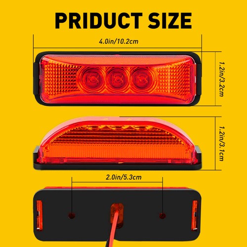 4x 4" LED Clearance Side Marker Light Indicator Lamp Truck Trailer Lorry Red Kit - Picture 7 of 12