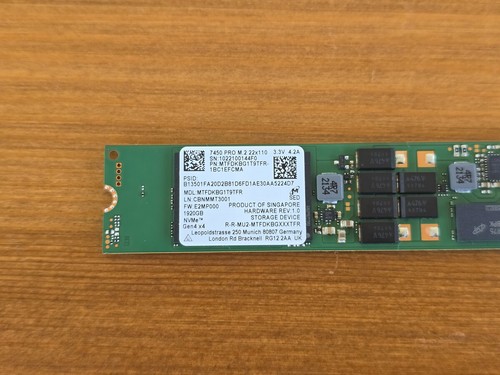 1.92TB Micron 7450 PRO M.2 NVMe Gen4 SSD Drive 2TB MTFDKBG1T9TFR 22110 1920GB - Afbeelding 2 van 4