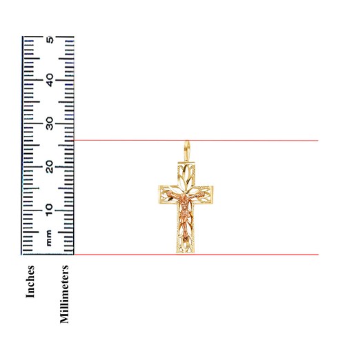 14K Two Tone Gold Religious Crucifix Pendant For necklace or chain - Picture 3 of 4