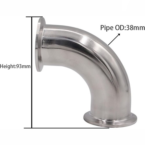 1Pc Silver 1.5" Tube OD Stainless Steel 90 Degree Pipe Fitting Water Oil - Picture 3 of 10