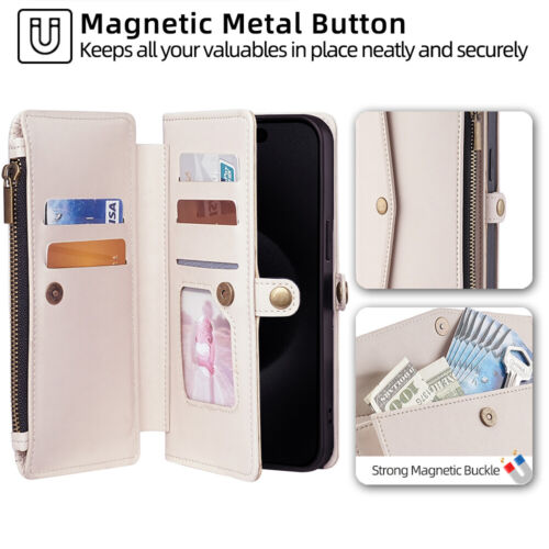 For Motorola G Power 5G/Stylus 5G (2024) Strap Kickstand Shockproof Wallet Case - Picture 12 of 40
