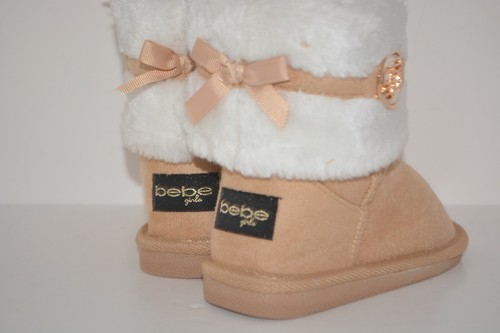 BEBE TODDLER GIRLS FAUX FUR WINTER BOOTS BOOTIES TAN BROWN SHOES 8 MSRP $45 NEW - Picture 7 of 11
