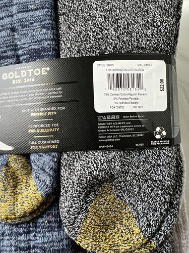 Nuevo paquete de 6 calcetines Harrington Crew con puntera dorada para hombre talla: 6-12,5 punta dorada surtida - Imagen 6 de 7