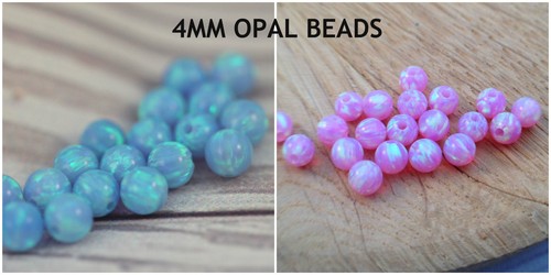 Cuentas redondas de ópalo rosa azul mezcla redonda de 4 mm espaciador suelto agujero central completo 12 piezas - Imagen 6 de 15