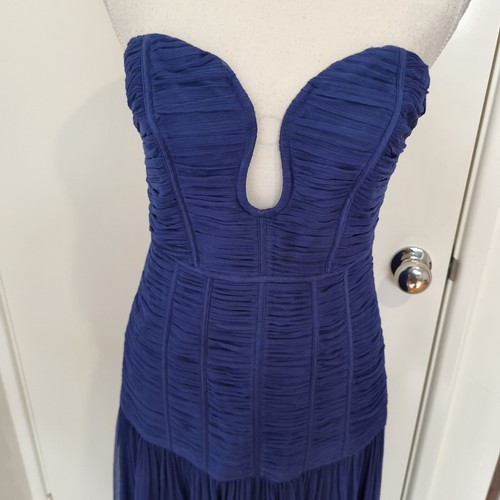 Shona Joy Blue Isola Strapless Ruched Chiffon Midi Dress Size 8 AU/UK (US 4) NEW - Picture 6 of 14
