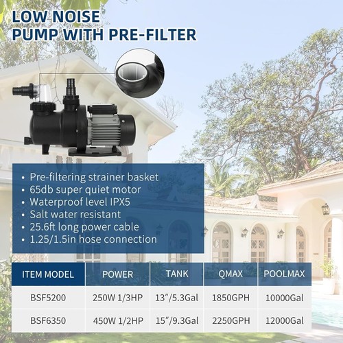 1/3HP Above Ground Pool Sand Filter with Pre-Filter & 7-Way Valve, Easy Install - Picture 7 of 8