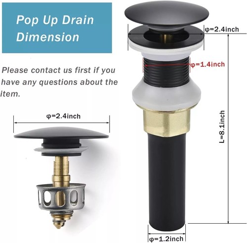 Bathroom Sink Drain,drain Stopper Bathroom Sink Without Overflow,pop Up - Picture 6 of 7