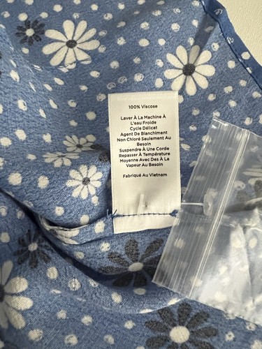 TALBOTS Bluse Petite M blau Blumen Taille Bindeband Schleife Knopfmanschette Gänseblümchen - Bild 7 von 12