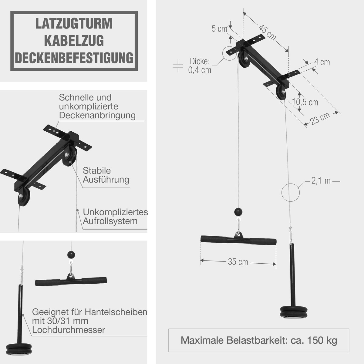 GORILLA SPORTS Kabelzug Maschine Latzugturm Latzug Station Seilzug Trizeps 4260200842930 eBay