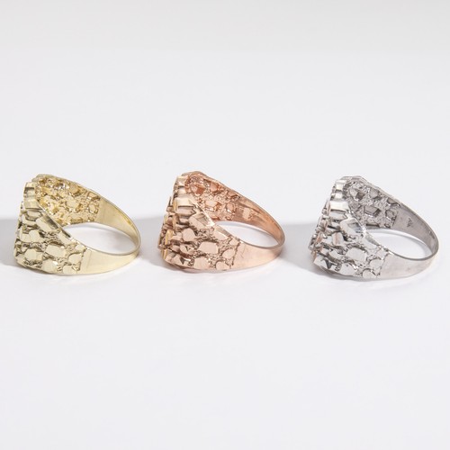 SOLID 14K Gold Large Square Nugget Ring Yellow White Rose gold - Picture 3 of 14