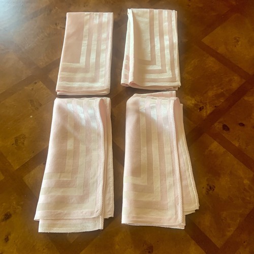 Vintage Unused Made In Brussels Pink Square Fabric Placemats Napkins & Runner - Picture 9 of 16