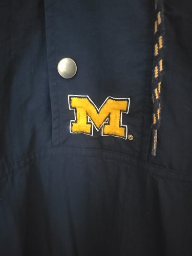 Unisex VINTAGE Michigan Wolverines Blue Long Sleeve Water Resist Pullover Sz. XL - Picture 2 of 6
