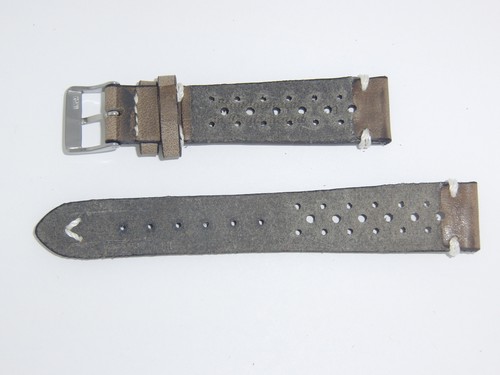 "Correa de correa de reloj de cuero genuino vintage FLUCO 19 mm beige "CARRERAS DE CAZADOR" - Imagen 3 de 3