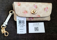   COACH CAP68 Sunglass Case Signature Canvas With Floral Print Sand NWT  NEW  
