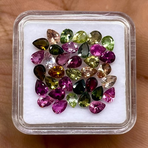 35 Pcs Natural Tourmaline 4x3mm Pear Cut Multi Color Loose Gemstones 5.00 Cts - Picture 8 of 8