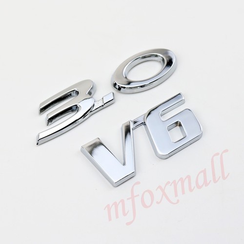 Chrome Metal V6+3.0 Badge Emblem Logo 3D Sticker Decal Car Body Engine Trim 2pcs - Picture 7 of 11