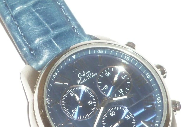Graf von Monte Wehro Uhr Chronograph Armbanduhr Herrenuhr blaues Armband blau - Bild 3 von 4