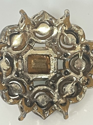 Vintage Coro Anhänger Halskette Aqua Blau Smaragdschliff Stein Goldfarben Signiert - Bild 6 von 9