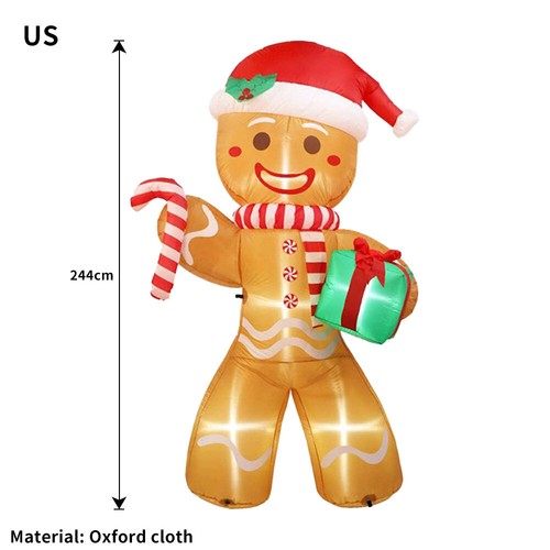 8FT/2.4M Christmas Inflatables Gingerbread Man with Gift Pack Outdoor LED AU - Picture 17 of 20