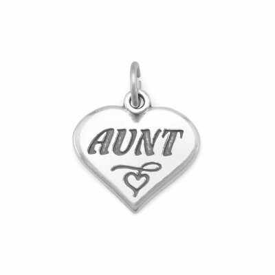 Aunt Heart Niece Nephew Gift 14k White Gold Plated Charm