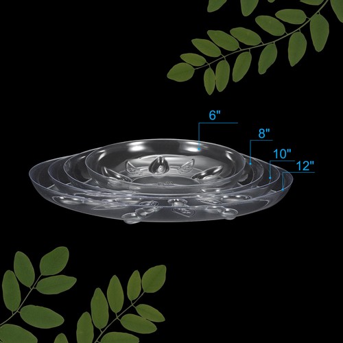 10 Inch Plant Saucers, Clear Plastic Drip Trays Plant Plate Dish for Planters - Picture 5 of 7