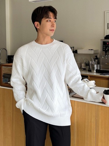 Look Time Life Men Solid Drop Shoulder Sweater - Picture 3 of 16