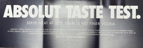 2002 Absolut Vodka Ad Taste Test Sweden Grain Alcohol Steve Bronstein Drinking - Picture 2 of 10