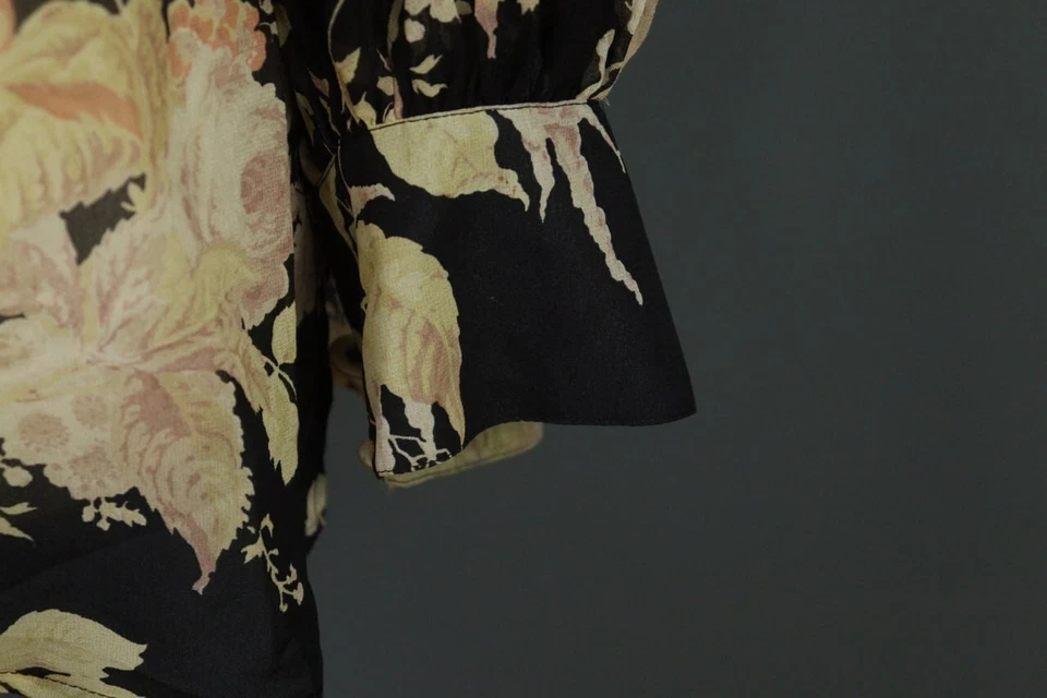 Max Mara 多花网眼长袖丝绸束腰衬衫,尺寸 US 8 — 第 4/4 张图片