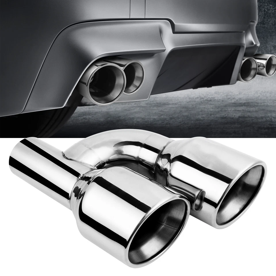 Par de puntas de escape de pared doble cuádruples de 2,5" para Cadillac Escalade Foto 2 de 4