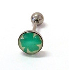Tongue Ring Logo Clover 14 Gauge 5/8" Steel Barbell