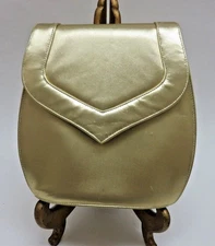 Gold Leather Purse by Frenchy ~ Clutch or Shoulder Bag