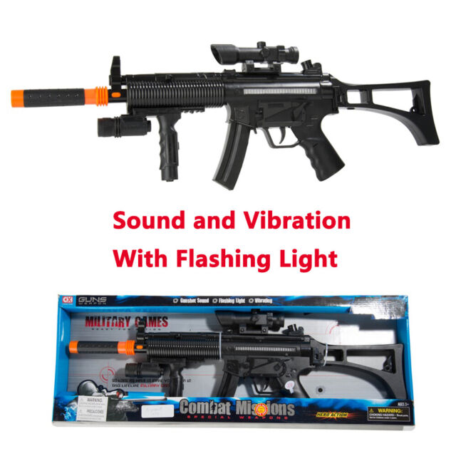 Army Military Gun Assault Guns/Rifle Flashing Lights & Sound vibration Kids Toy