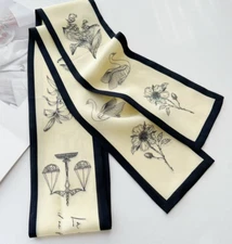 100% mulberry silk long scarf 130 * 9cm fashionable double-sided printed scarf