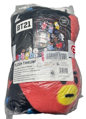 BT21 BTS Authentic Line Friends Doodle Super Soft Plush Throw Blanket READ NEW