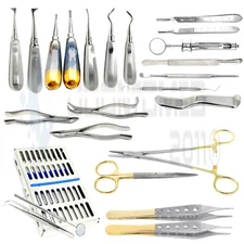 German 24 PC Oral Dental Surgery Extracting Elevators Forceps Instrument Kit Set