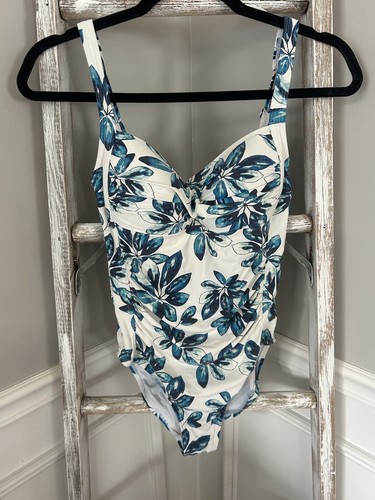 Nip Tuck Wrap Front Design Tummy Control One Piece Swimsuit Size 6 Blue