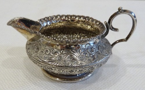 Petite Antique Victorian HMSS Repousse Cream Jug Birmingham 1887 Deakin/Francis - Picture 5 of 9