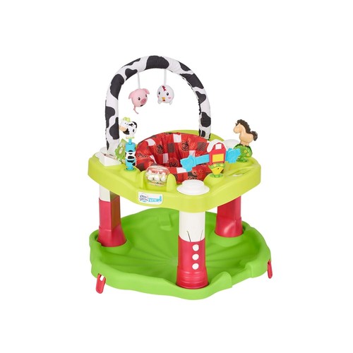 Baby bouncer, walker, activity center with 360 spin, washable seat pad, green