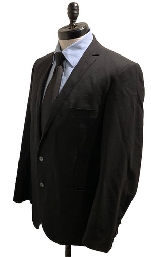 Egara Mens Suit 2pc. 46L / 41w x 31 Pants Black Stripe Wool Blend Formal Wedding - Picture 4 of 21