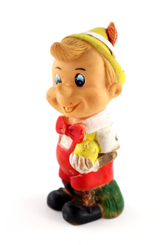 Vtg Walt Disney Pinocchio Boy Rubber Doll Squeak Toy 8" - Imagen 6 de 9