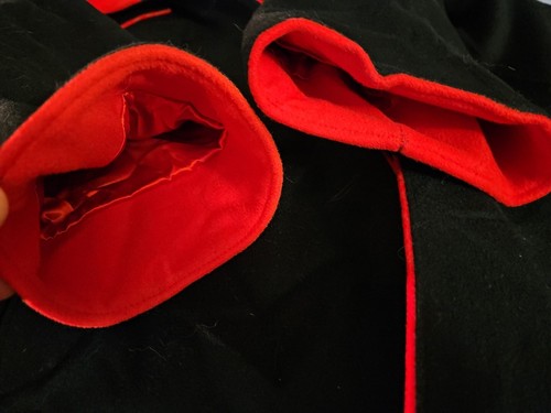 VTG ULTRA FINA Mr Fred WOOL SWING Coat OPERA JACKET Overcoat RED BLACK Excellent - Picture 22 of 24