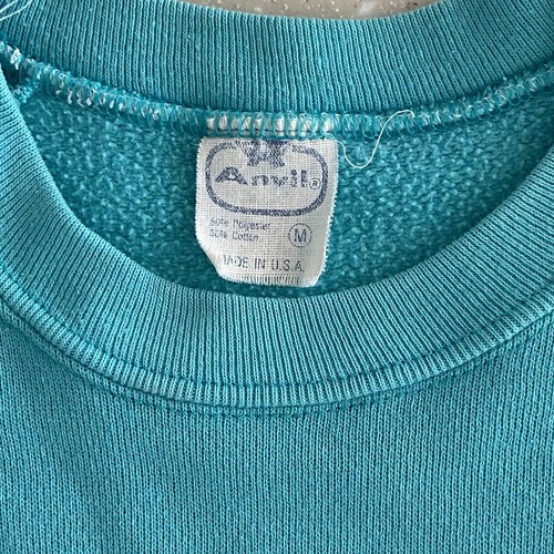 Vintage Anvil Blue Art Sweatshirt 80s Size Medium Luke A Tuke Made in USA - Picture 6 of 6