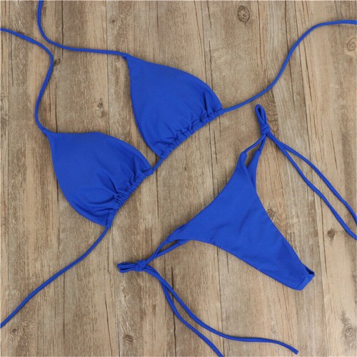 Women Sexy Thong Bikini Set Side Tie Halter Neck Swimsuit Bandage Swimwear S~XL - Picture 9 of 12