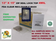 13x15 Clear 4Mil Plastic Zip Seal Lock Top Reclosable Poly Bags 4 Mil