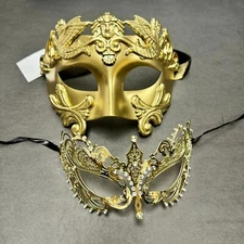 Gold Charming Roman Men Mask + Metal Elegant Couple Halloween Masquerade Mask