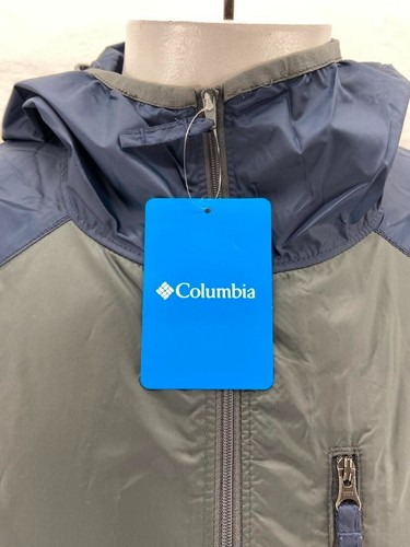 NEW Columbia Flash Forward Navy Blue Grey Windbreaker LS Hooded Full Zip Men's L - Picture 6 of 10