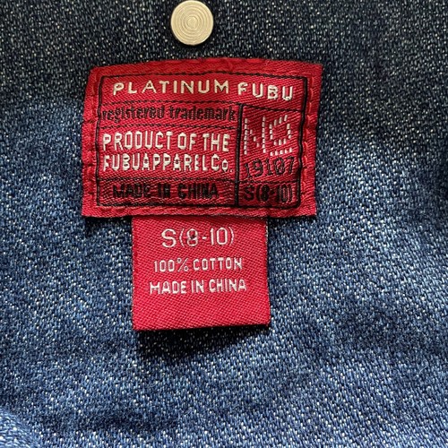 Chaqueta vaquera vintage platino FUBU Fat Albert niños pequeña 8-10 Y2K hip hop - Imagen 10 de 13